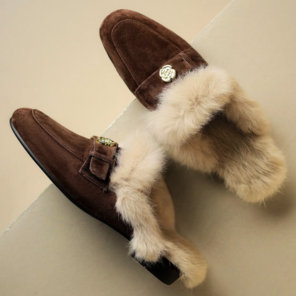 VELOURA SUEDE SHEARLING MULES