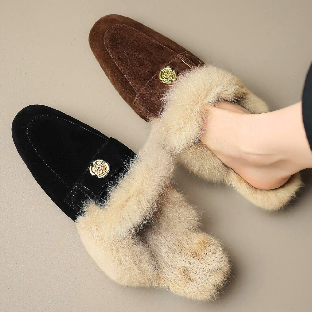 VELOURA SUEDE SHEARLING MULES