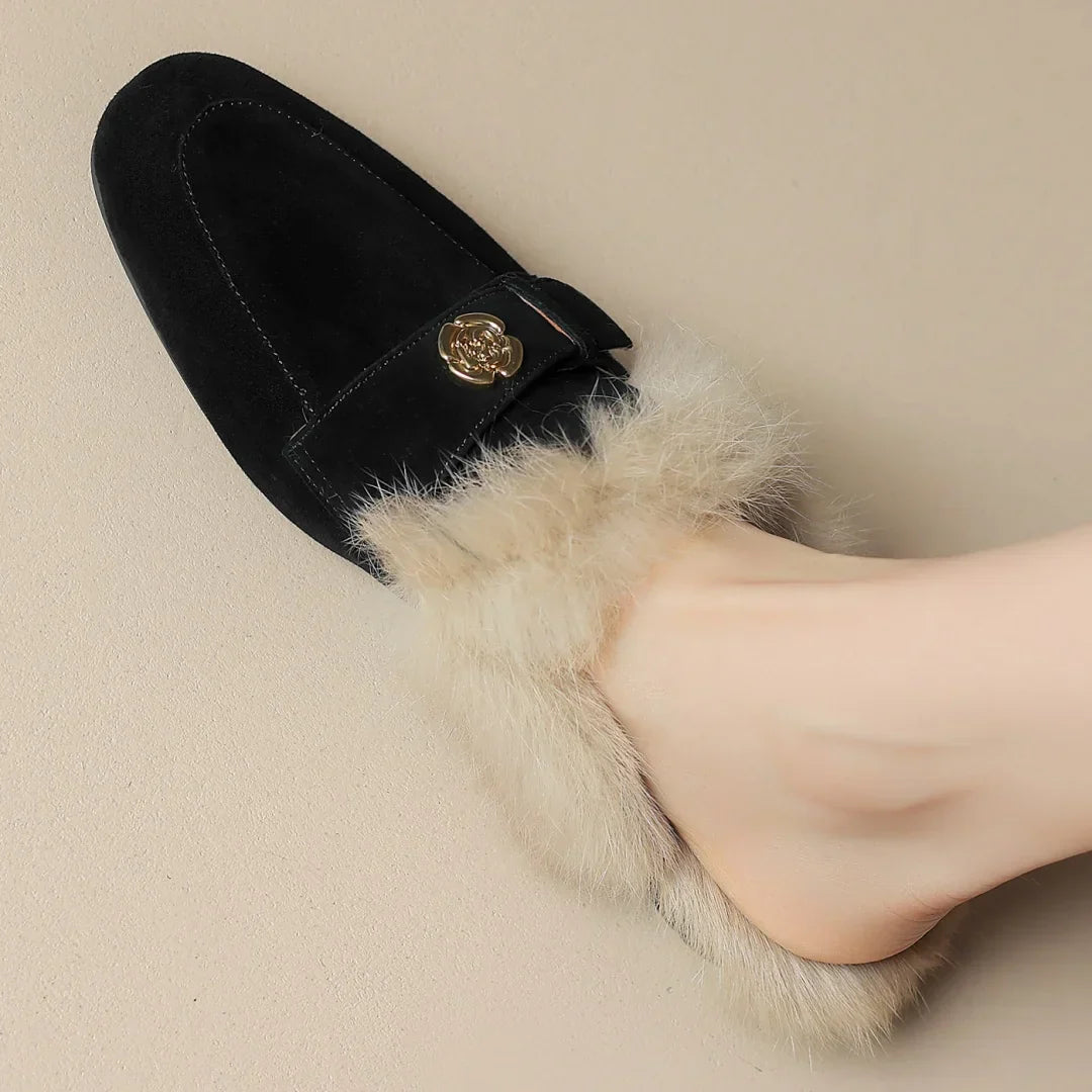 VELOURA SUEDE SHEARLING MULES